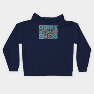 Moroccan arabic oriental tile pattern Blue Kids Hoodie